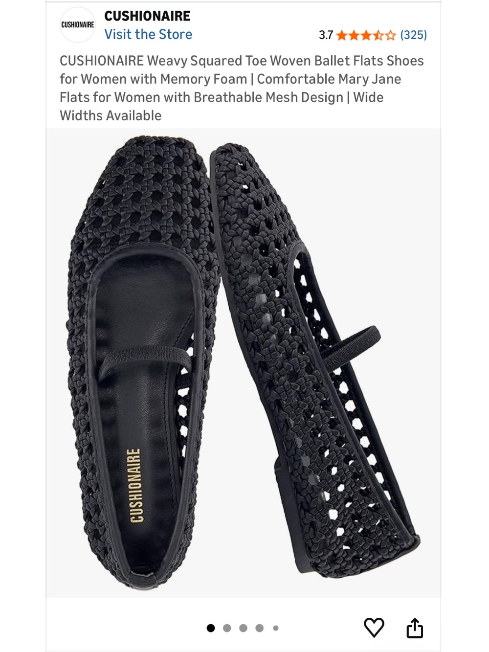 CUSHIONAIRE Black Woven Mary Jane Flats with Memory Foam